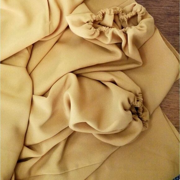 Marina Rinaldi Tunic Blouse Gathered Neckline Long Balloon Sleeves Gold Size 22 - Picture 8 of 13